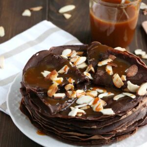 Crêpes fondant au chocolat + sauce caramel