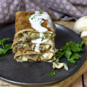 Triple mini crêpe chèvre béchamel, fromage, champignon
